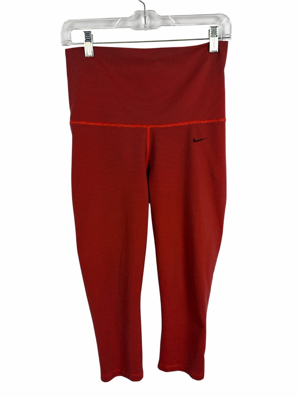 Nike Dri-FIT Red Black Stripe Foldover Capri Leggings Size S